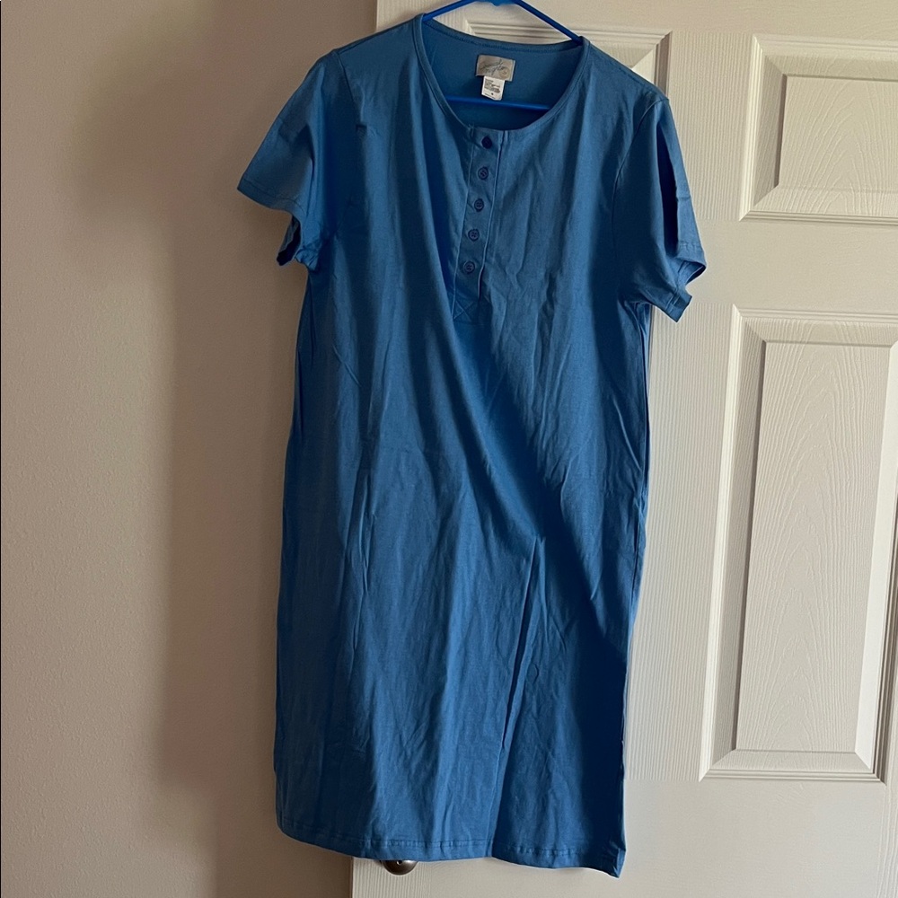 Blue Short Sleeve night gown /Blue floral night gown